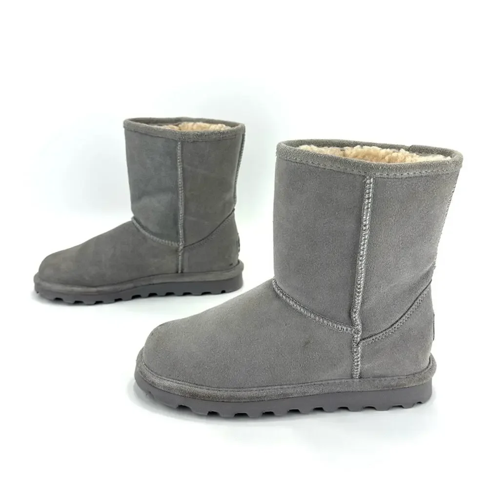BearPaw Elle Big Girls Winter Boot Size 5 Gray Suede Wool Waterproof Short Boot